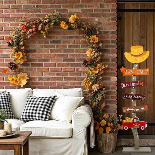 Lighted Wood Hello Fall Porch Sign