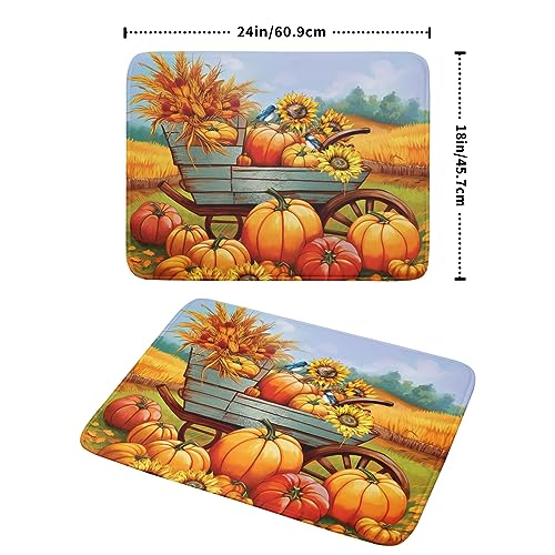 Thanksgiving Autumn Harvest Pumpkin Dish Drying Mat for Kitchen Counter