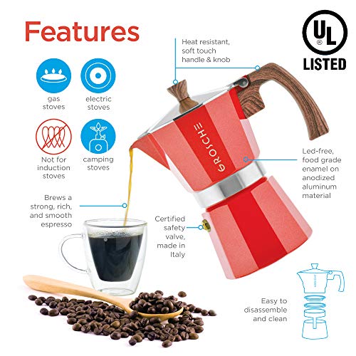 Milano Stovetop Espresso Maker Moka Pot 3 espresso Cup