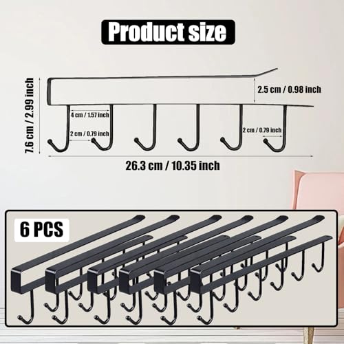 6PCS Mug Hooks Under Cabinet (6 Count)
