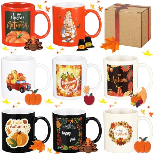 8 Pcs Ceramic Coffee Mugs 12 Oz Handle