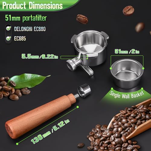 51mm 3 Ear Portafilter for DeLonghi EC680