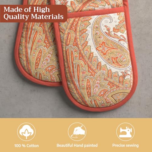 Double Oven Mitts 100% Cotton Double Oven Glove