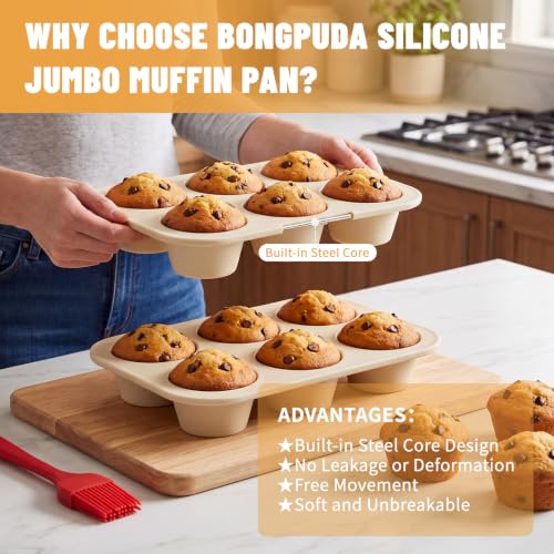Jumbo Silicone Muffin Pans with Metal Frame (3 Count)