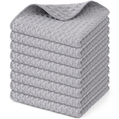 Microfiber Waffle Weave Kitchen Dish Cloths (8 Count)