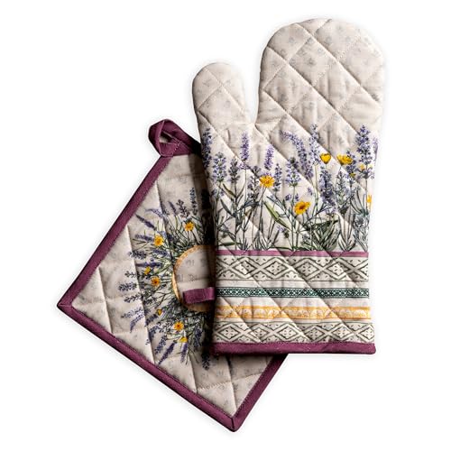 100% Cotton Oven Mitt & Pot Holder Set