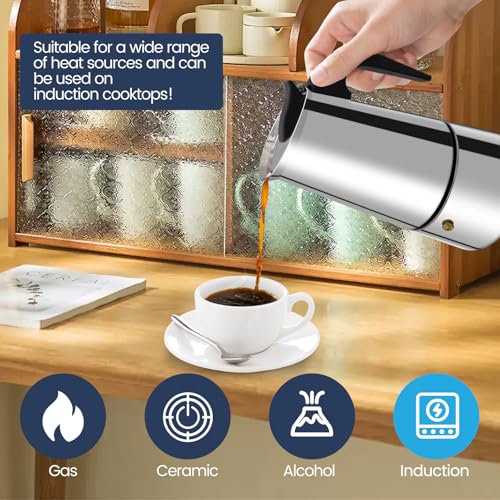 9 Cup Moka Pot Stainless Steel 450ml Italian Espresso