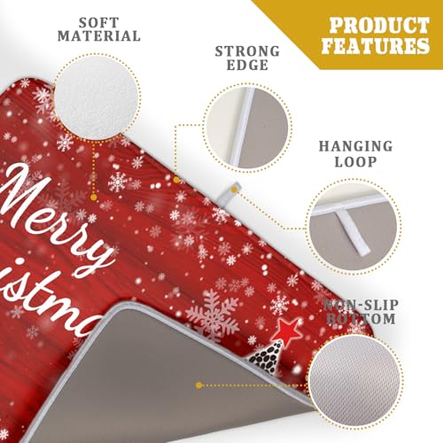 Merry Christmas Tree Red Dish Drying Mat for Kitchen Counter