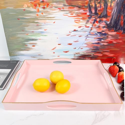 Pink Serving Tray with 4 Handles