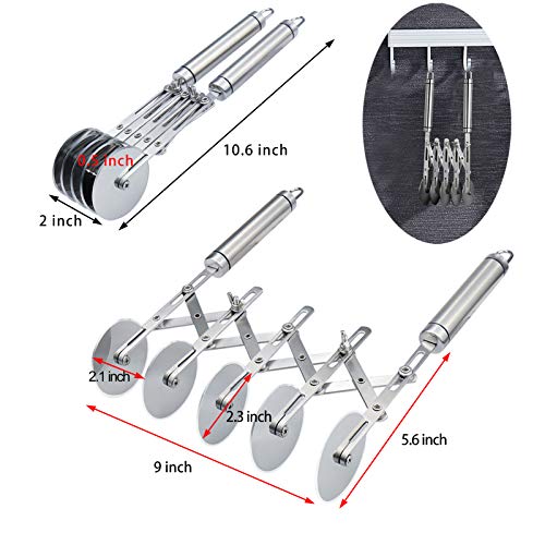 5 Wheel Pastry Cutter Stainless Pizza Slicer Multi