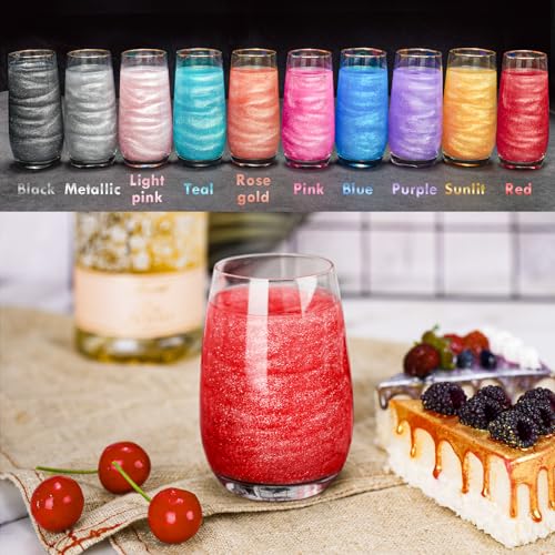 Edible Food Grade Glitter Powder Glimmer Luster Dust Metallic Fancy Food Decorating Sprinkle Glimmery Dust for Drink Wine Beverage Cake Bakery Vegan Allergen