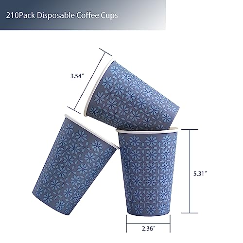 210 Pack Paper Cups 16 oz Bulk Disposable Coffee Cups Navy Floral (210 Count)