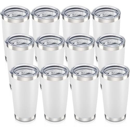 20 oz Tumbler with Lid Stainless Steel Insulated Tumblers Bulk Cups Mug (12 Count)
