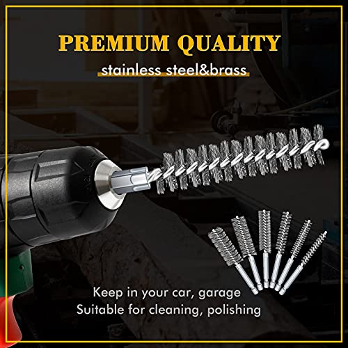12 Pieces Bore Brush for Drill Wire Bore Brush Set Wire Cleaning Set Stainless Steel Cleaning for Power Drill Impact Driver