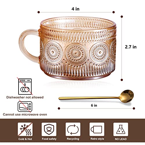 Vintage Glass Coffee Mugs Set of 2 Amber (2 Count)