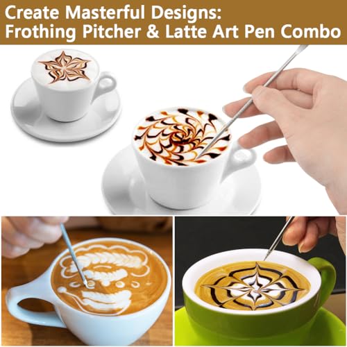 Milk Frothing Pitcher Stainless Milk Cup with Art Pen