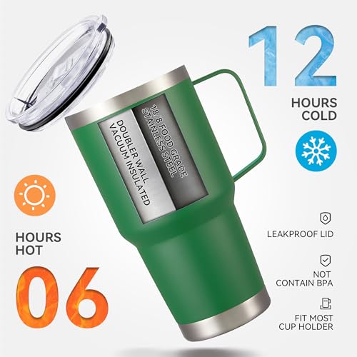 30 oz Stainless Steel Tumblers Bulk with Handle and Lid (4 Count)