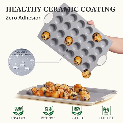 24 Cup Ceramic Nonstick Mini Muffin Pan & Cupcake Tin