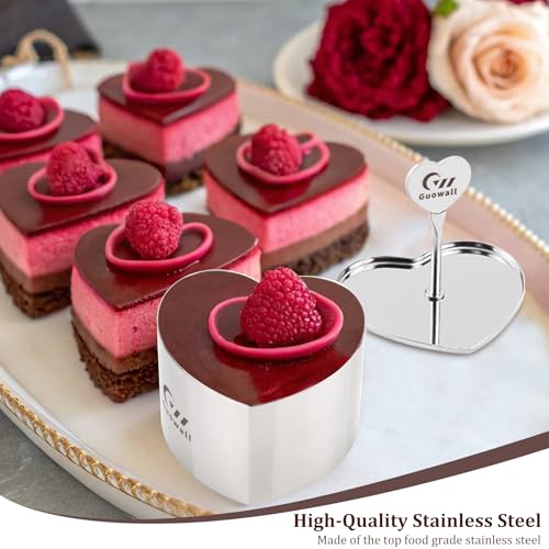 2pcs Seamless Cake Ring Heart Shaped Mousse Baking Mould Stainless Steel Food Mold Including 2 heart