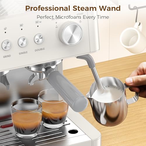 2026 Upgrade) 15 Bar Espresso Machine with Grinder & Milk Frother Steam Wand, 58mm Commercial Espresso Maker for Home,Coffee Maker with Grinder Perfect for latte,Cappuccino