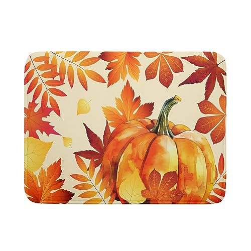 Autumn Pumpkin Maple Leaf Dish Drying Mat for Kitchen Counter