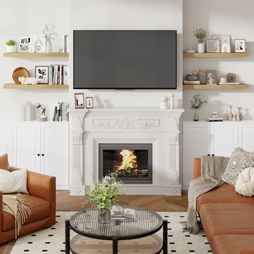51 Inch Floating Shelves for Wall 8 Inch Deep Oak Shelves Set of 2