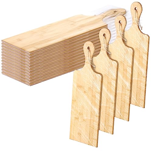 12 Packs Wooden Cutting Board Set with Handles Large Kitchen Serving Plain Chopping Board Bulk Gifts for Mom for Vegetables Meat Pizza Cheese Fruit Bread (12 Count)