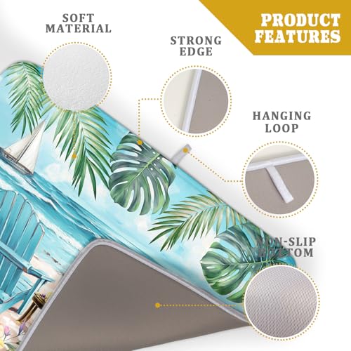 Spring Summer Sea Chair Dish Drying Mat for Kitchen Counter