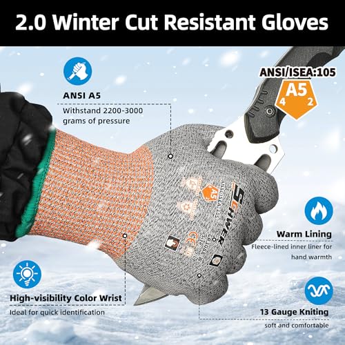 12 Pairs Winter ANSI A5 Cut Gloves (12 Count)