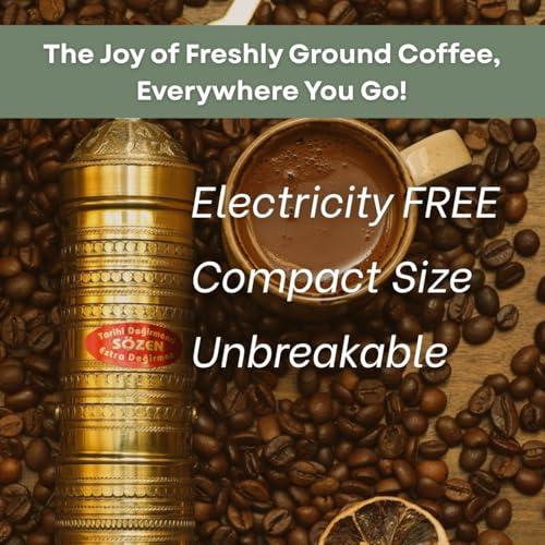 Sozen Hammered 9" Manual Coffee Grinder Brass