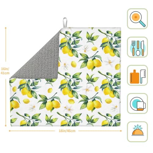 Tropical Lemon Leaves Dish Drying Mat