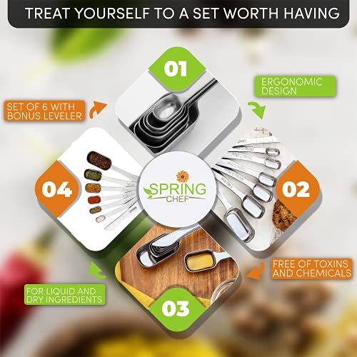 Nesting Stainless Steel Measuring Spoons Set of 7 with Leveler