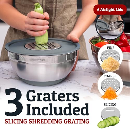 6pc Stainless Steel Mixing Bowls with Lids Set (6 Count)