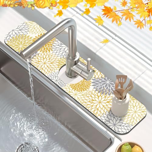 2PCS 12" x 20" Fall Dish Drying Mat & 24" x 5.5" Sink Splash Guard (2 Count)