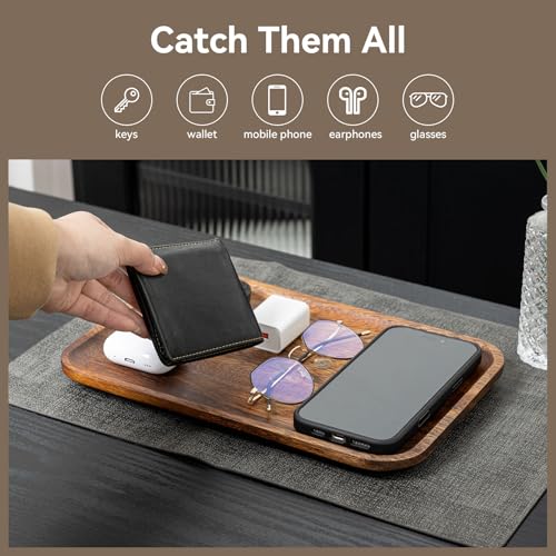 2PCS Serving Wood Valet Tray for Men Women