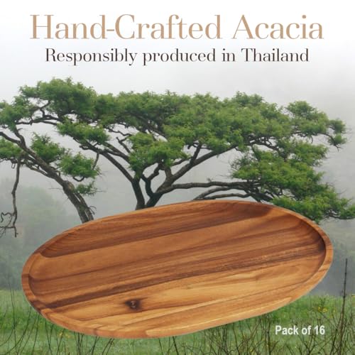 Woodard & Charles Acacia Wood Large Oval Serving Tray (16 Count)