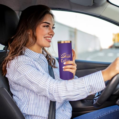 20 oz Skinny Tumblers Bulk with Lids and Straws Purple (8 Count)