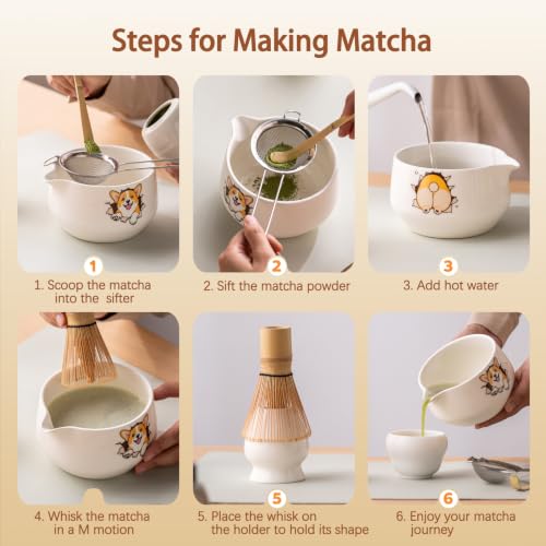 Matcha Set with Dog Pattern