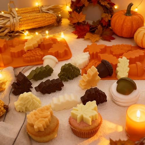 3Pack Fall Chocolate Mold Thanksgiving Silicone Candy Molds Halloween Autumn Harvest Festival Baking Mold Chestnuts (3 Count)