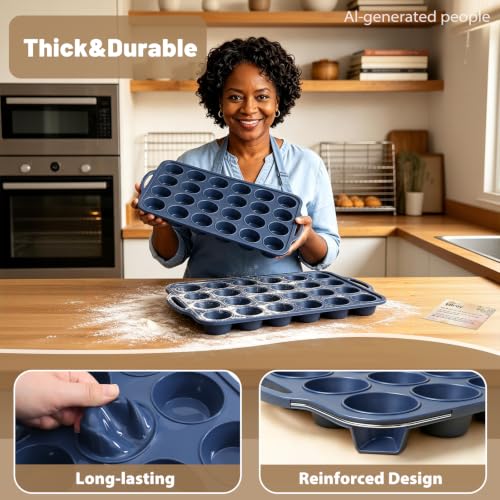 2 Pack Mini Silicone Muffin Pan with Frame (2 Count)