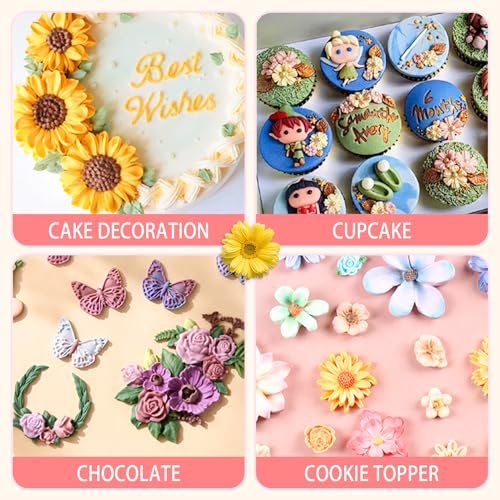 5 Pieces Flower Fondant Cake Molds Fondant Silicone Mold Daisy Flower (5 Count)