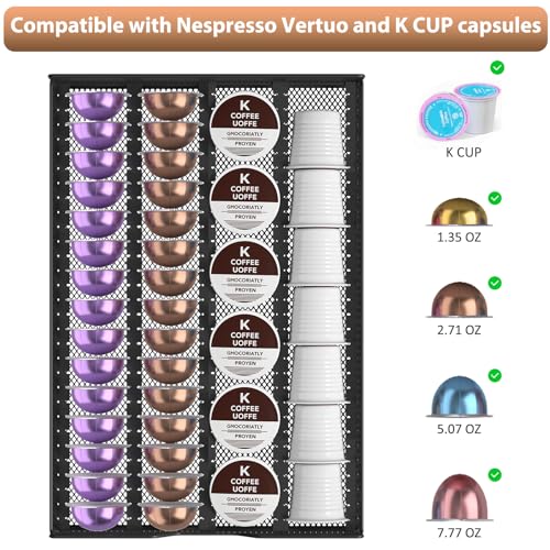 Coffee Pods Drawer Organizer Compatible with Nespresso Vertuo Pods & K