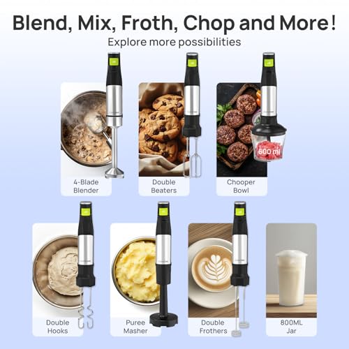 7-in-1 Immersion Blender Handheld Max 1100W, Trigger Speed Control