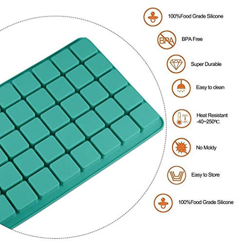 2 Pack 40 Cavity Square Caramel Candy Silicone Molds (80 Cavities)