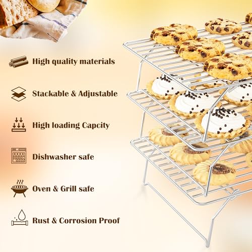3 Tier Stackable Cooling Rack for Batch Cooling Cookie