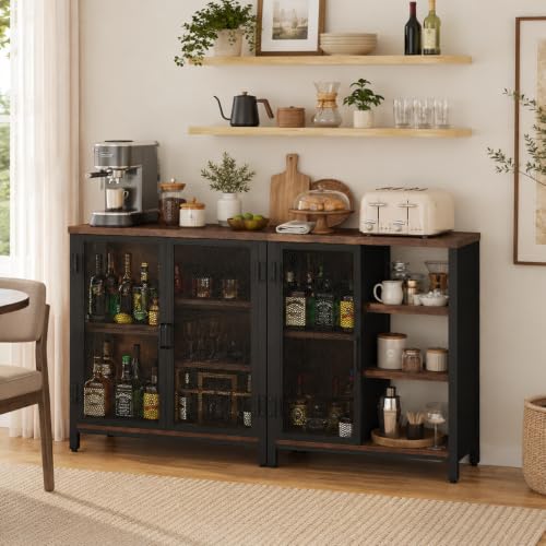 Small Lockable Coffee Bar Cabinet for Liquor