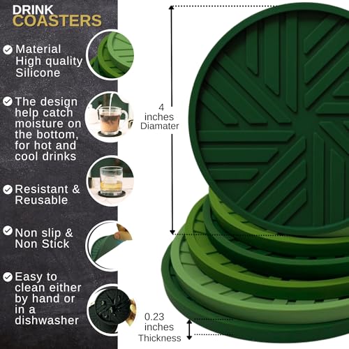 Silicone Coasters Set of 6 with Modern Patterns for Coffee Table Decor (6 Count)