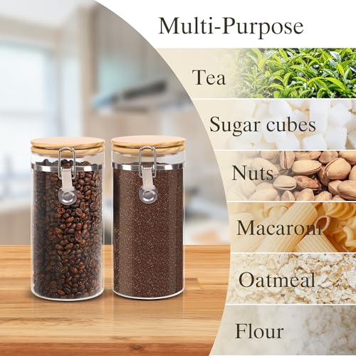 Glass Coffee Canister Coffee Containers for Ground Coffee Coffee Bean Storage Airtight Seal with Locking Clamp