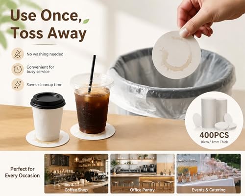 400 Pcs Round Cardboard Coasters Bulk