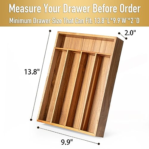 Silverware Organizer Kitchen Drawer Organizer Utensil Organizer Acacia Silverware Holder Cutlery Organizer in Drawer Flatware Organizer Tray